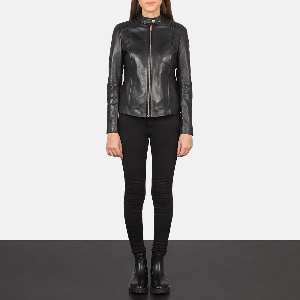 Kelsee Veste Motard en Cuir pour Femme – Vue produit alternative 4