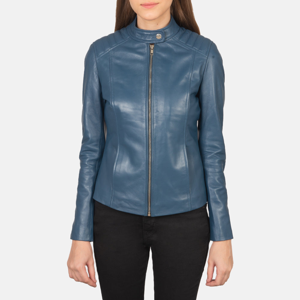 Kelsee Veste Motard en Cuir pour Femme – Vue produit alternative 4