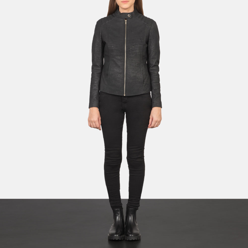 Kelsee Veste Motard en Cuir pour Femme – Vue produit alternative 3