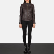Kelsee Veste Motard en Cuir pour Femme – Vue produit alternative 3