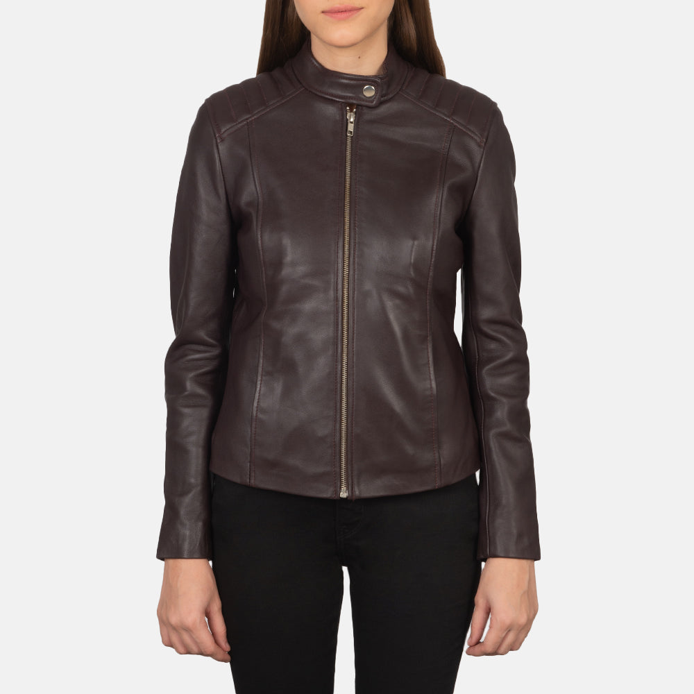 Kelsee Veste Motard en Cuir pour Femme – Vue produit alternative 4