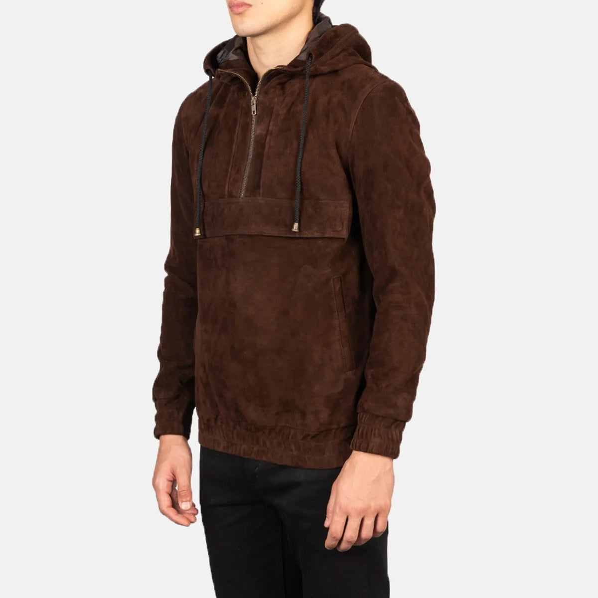 Kenton Hooded Veste en Cuir pour Homme – Vue produit alternative 2