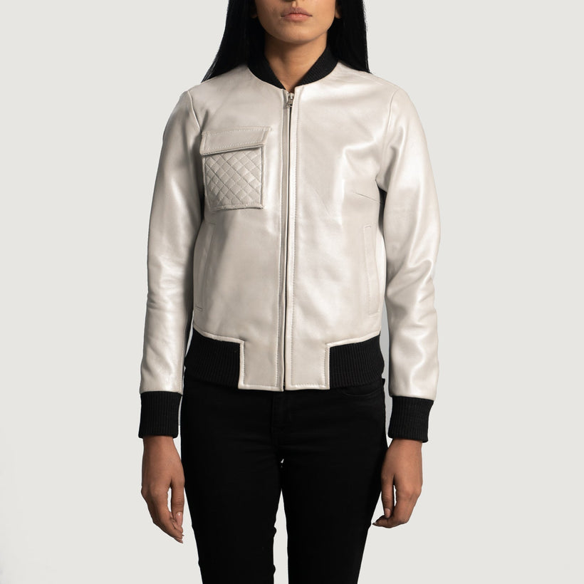 Lana Silver Blouson Bombardier en Cuir pour Femme