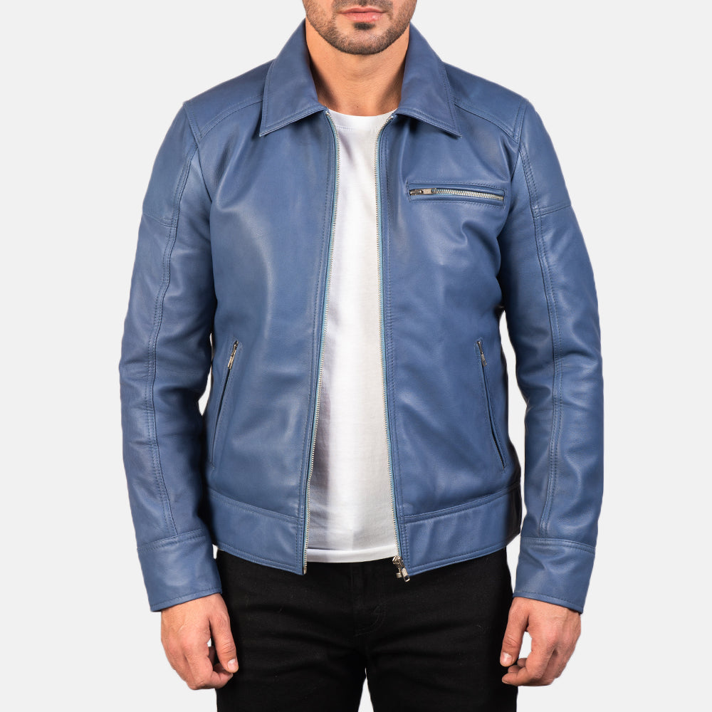 
Lavendard Brown Leather Biker Jacket in Brown Cowhide Leather - Vue de face & silhouette ajustée | Acheter en ligne