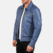 
Brown Cowhide Leather Biker Jacket - Vue arrière montrant la carrure ajustée et l'ourlet net