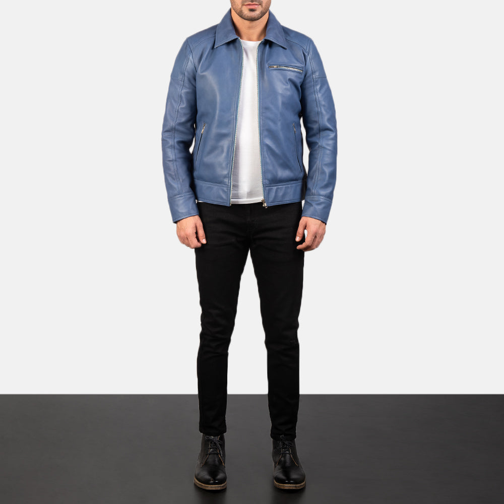 
Vue détaillée of Shirt & Zipper with button flap at the bottom Hardware on Lavendard Brown Leather Biker Jacket