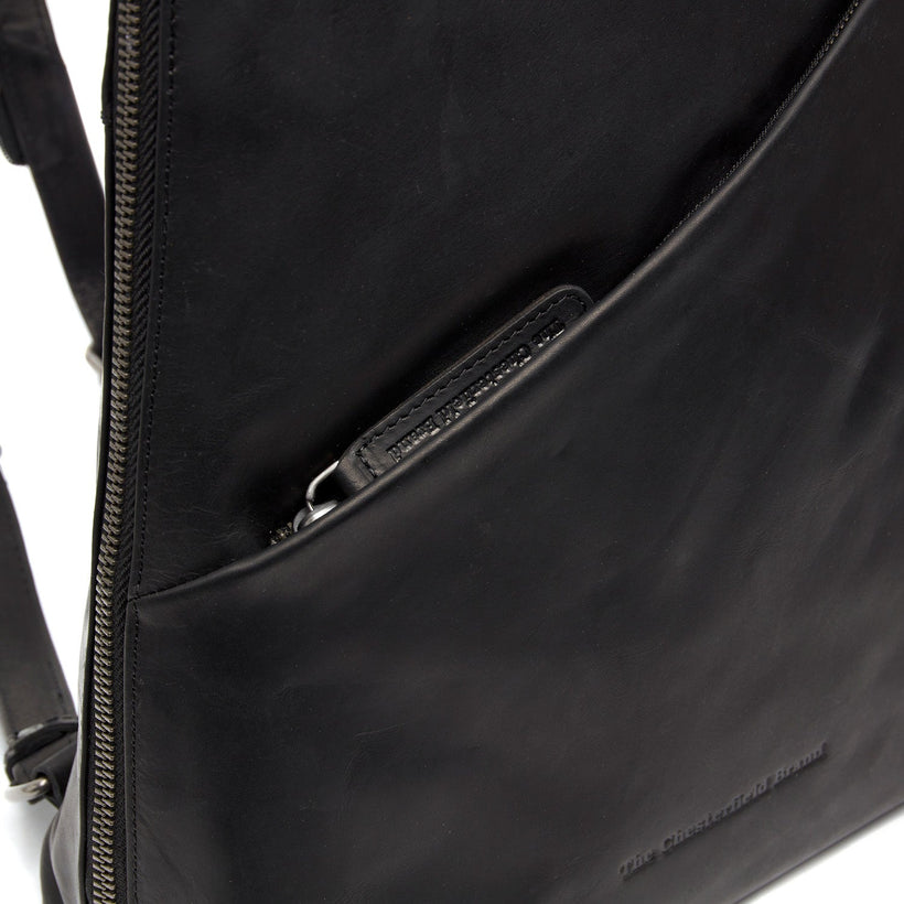Classic 100% Full-Grain leather Backpack - Rear Perspective Showing Reinforced Leather Straps & Stitching