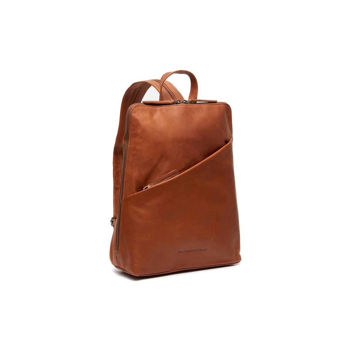 Cognac Leather Backpack Amanda, front view