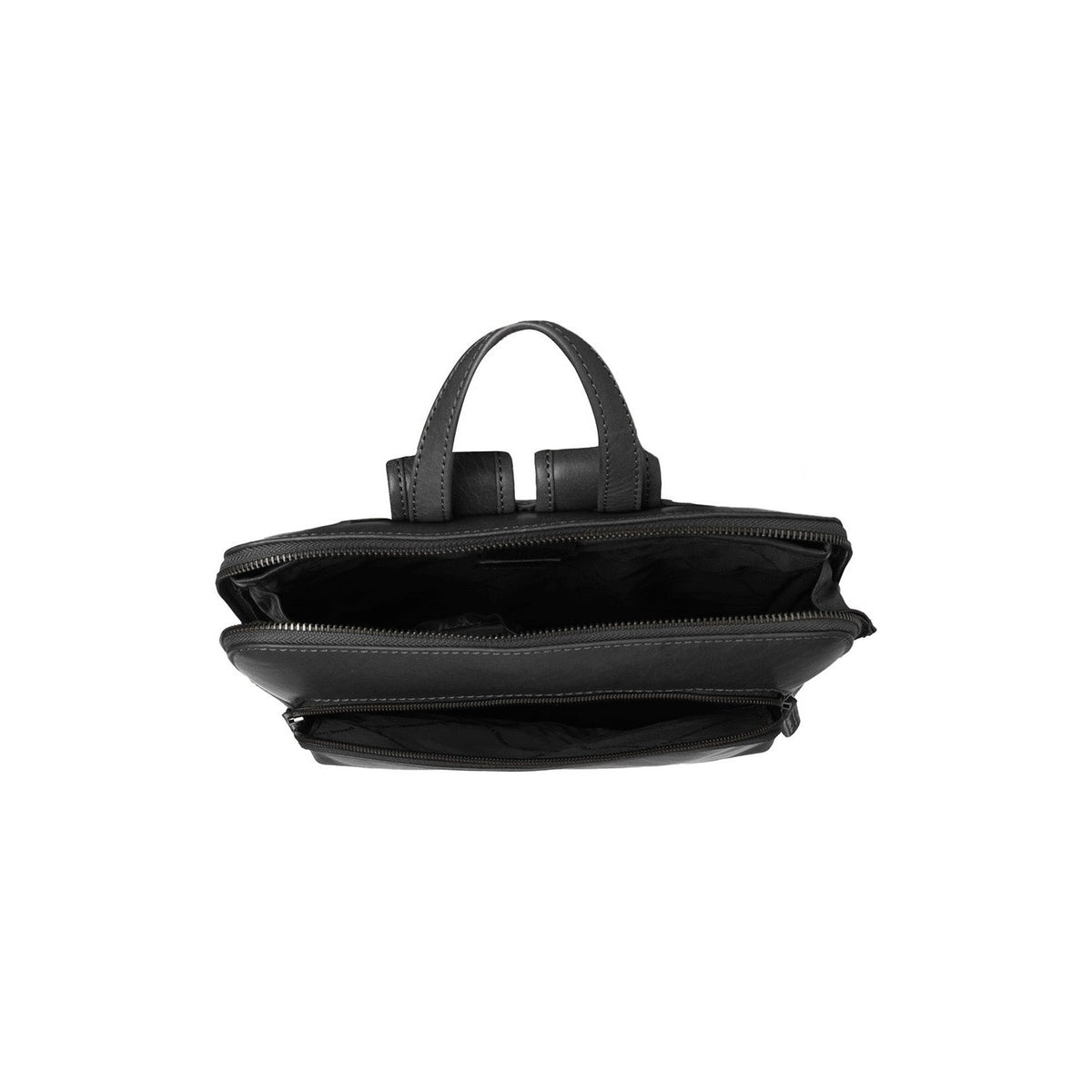 
Solid Antique Brass Hardware & Heavy-Duty Dual Zipper Detail on Fornella Cuir Pleine Fleur Backpack