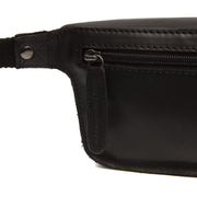 Solid Antique Brass Hardware &amp; Heavy-Duty Dual Zipper Detail on Toronto Cuir pleine fleur Belt Bag