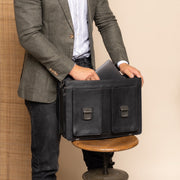 Springfield Full-Grain Leather Briefcase pour Femme - Structured Side Profile Showing Gusset Depth &amp; Expansion Capacity