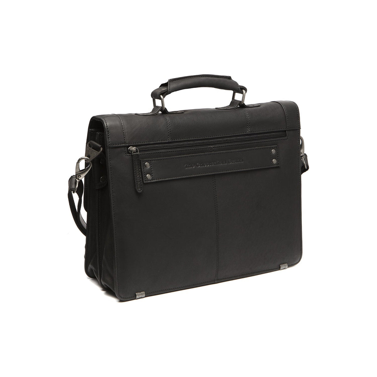 Solid Antique Brass Hardware &amp; Heavy-Duty Dual Zipper Detail on Stuttgart Full-Grain Leather Briefcase pour Femme