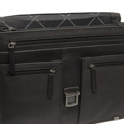 Stuttgart Full-Grain Leather Briefcase pour Femme - Structured Side Profile Showing Gusset Depth &amp; Expansion Capacity