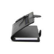 Solid Antique Brass Hardware &amp; Heavy-Duty Dual Zipper Detail on Baldwin Full-Grain Leather Card Holder pour Femme