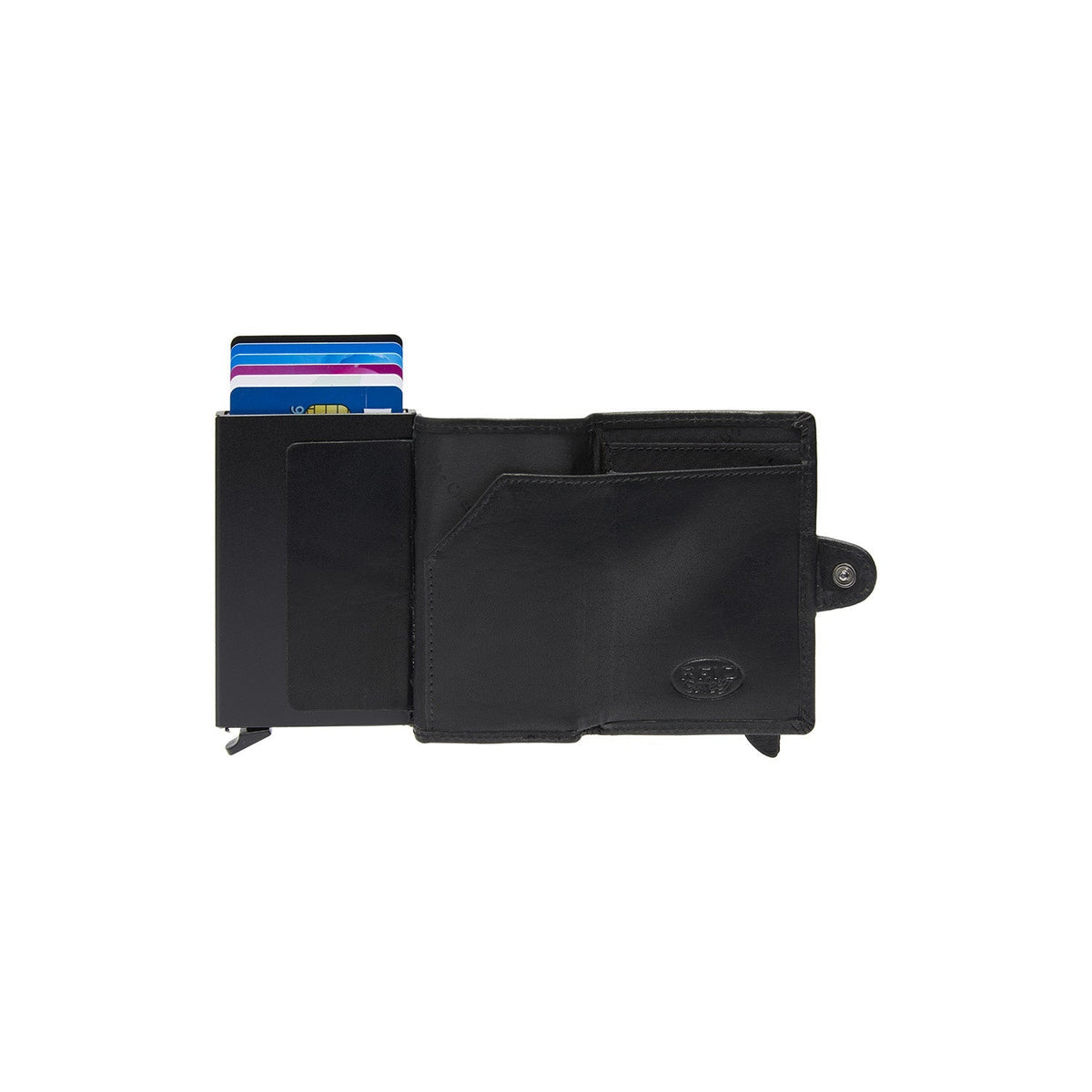 Baldwin Full-Grain Leather Card Holder pour Femme - Structured Side Profile Showing Gusset Depth &amp; Expansion Capacity