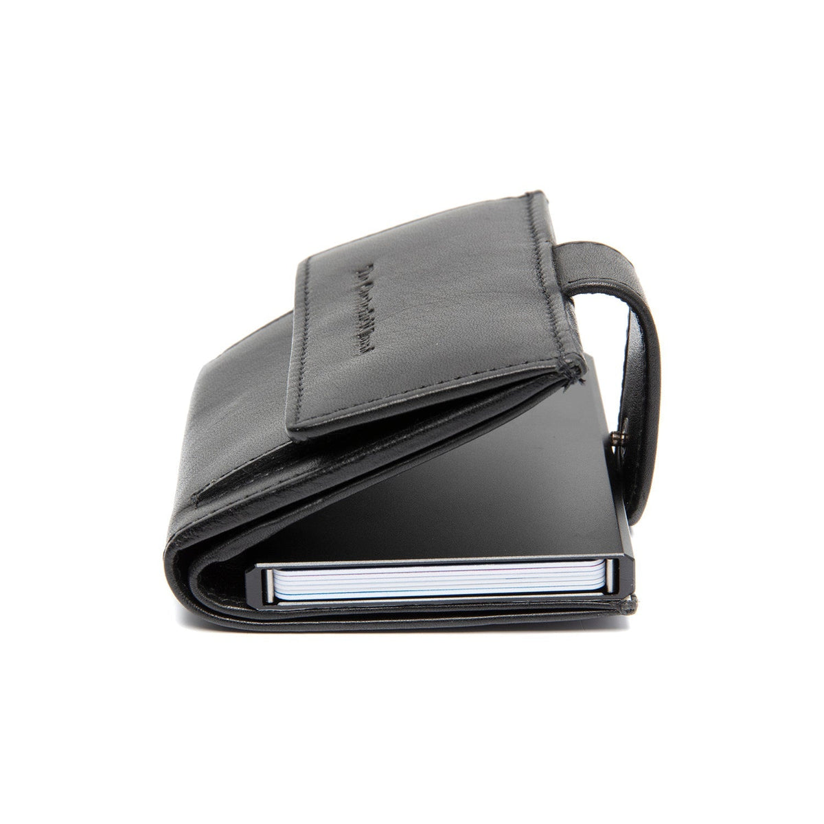Lesina Full-Grain Leather Card Holder pour Femme - Structured Side Profile Showing Gusset Depth &amp; Expansion Capacity