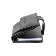 Lesina Full-Grain Leather Card Holder pour Femme - Structured Side Profile Showing Gusset Depth &amp; Expansion Capacity