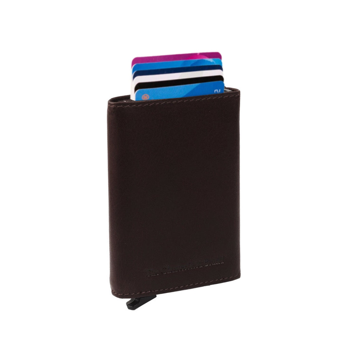 Brown Leather Card Holder Palma, front view