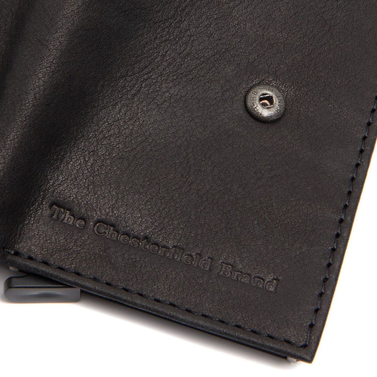Solid Antique Brass Hardware &amp; Heavy-Duty Dual Zipper Detail on Torola Full-Grain Leather Card Holder pour Femme