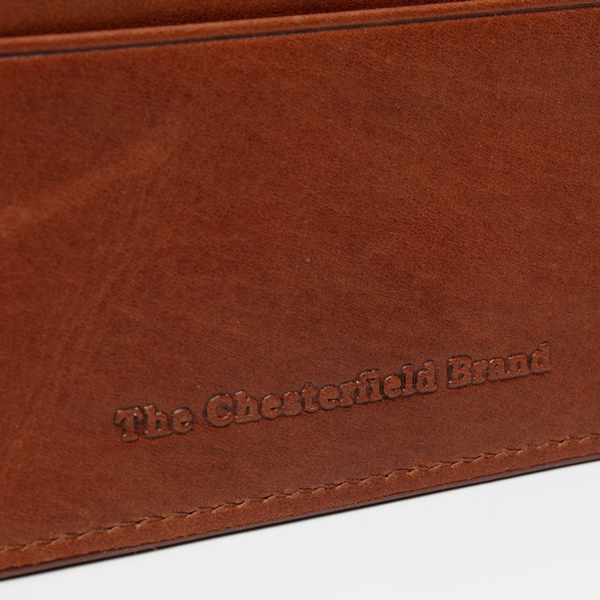 Cognac Leather Card Wallet pour Femme, detail view 4
