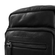 Solid Antique Brass Hardware &amp; Heavy-Duty Dual Zipper Detail on Bremen Full-Grain Leather Crossbody Bag pour Homme