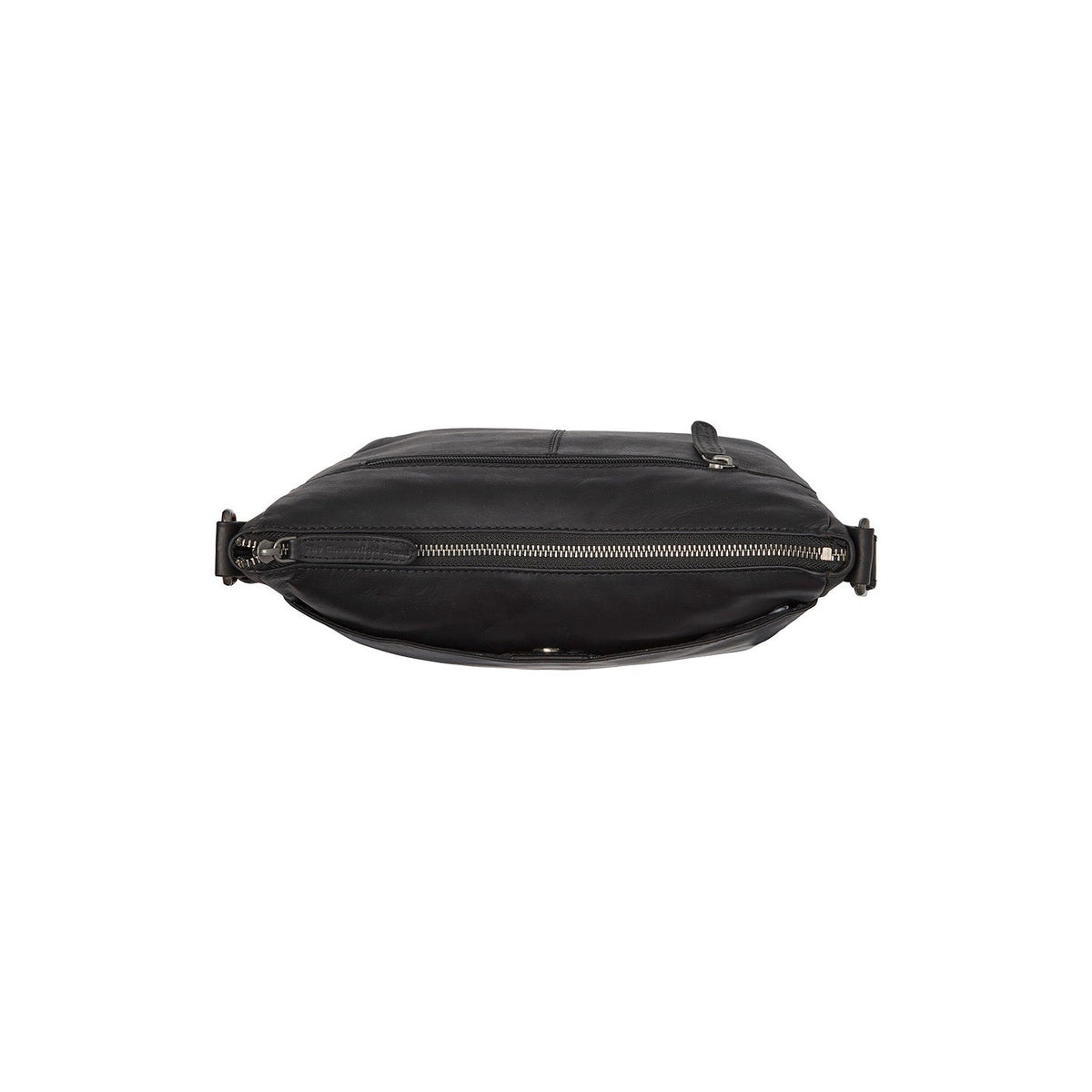 Solid Antique Brass Hardware & Heavy-Duty Dual Zipper Detail on Henderson Full-Grain Leather Crossbody Bag
