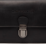 Lucca Full-Grain Leather Crossbody Bag pour Femme - Structured Side Profile Showing Gusset Depth &amp; Expansion Capacity