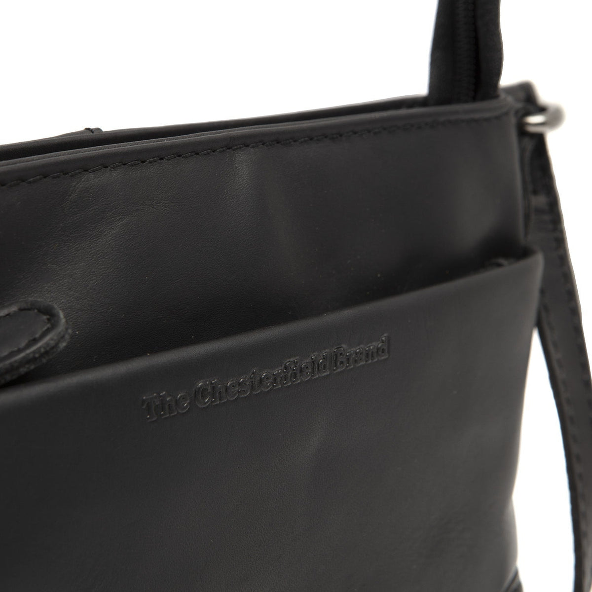 
Solid Antique Brass Hardware & Heavy-Duty Dual Zipper Detail on Salerno Sac besace en cuir pleine fleur