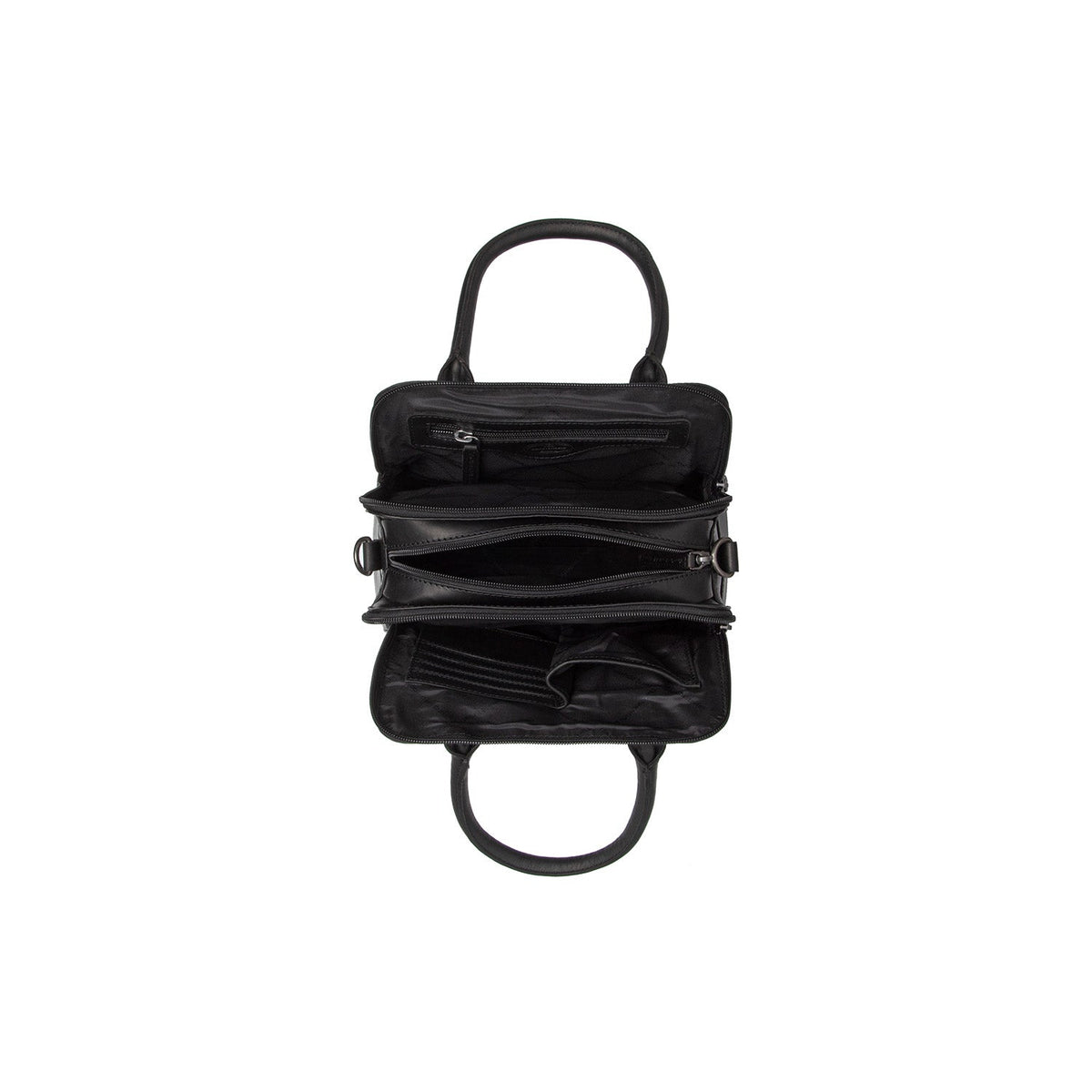 Vue détaillée of Classic Collar &amp; Heavy-Duty Zipper Hardware on Ezra Full-Grain Leather Handbag pour Femme