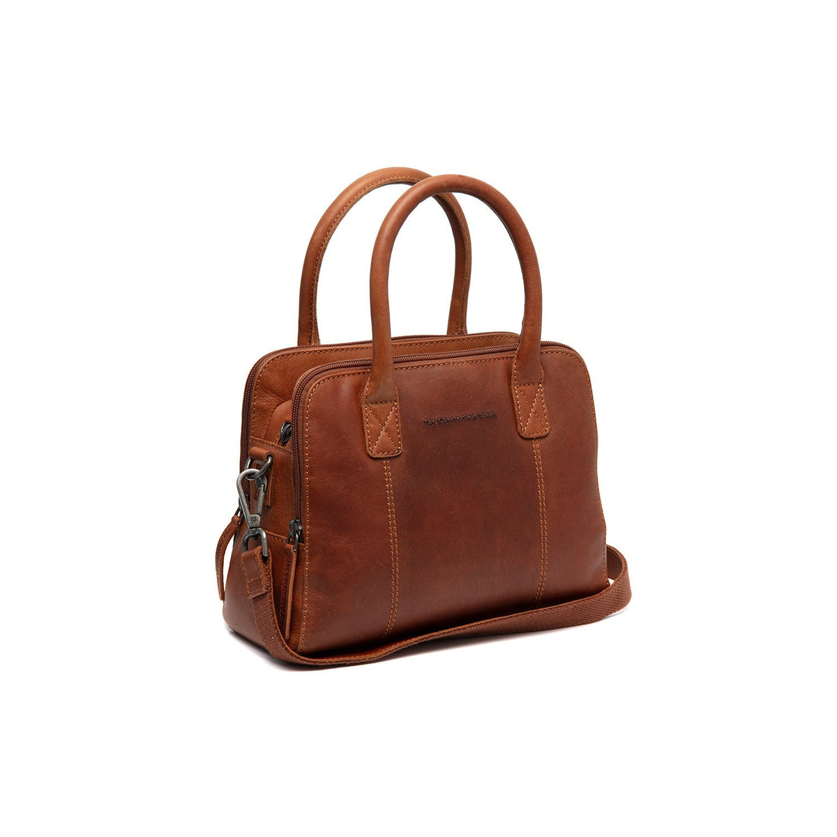 Tailored Rib Cuffs &amp; Hem Craftsmanship Construction Detail on Ezra Full-Grain Leather Handbag pour Femme
