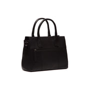 Tailored Rib Cuffs &amp; Hem Craftsmanship Construction Detail on Garda Full-Grain Leather Handbag pour Femme