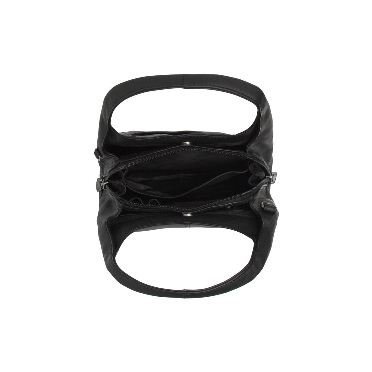 Vue détaillée of Classic Collar &amp; Heavy-Duty Zipper Hardware on Lunera Full-Grain Leather Handbag