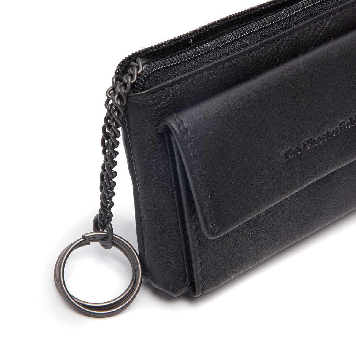 Vue détaillée of Classic Collar &amp; Heavy-Duty Zipper Hardware on Torano Full-Grain Leather Key Case pour Femme