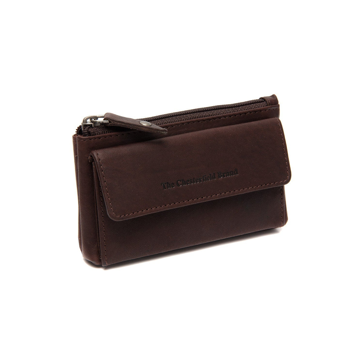 Tailored Rib Cuffs &amp; Hem Craftsmanship Construction Detail on Violette Full-Grain Leather Key Case pour Femme