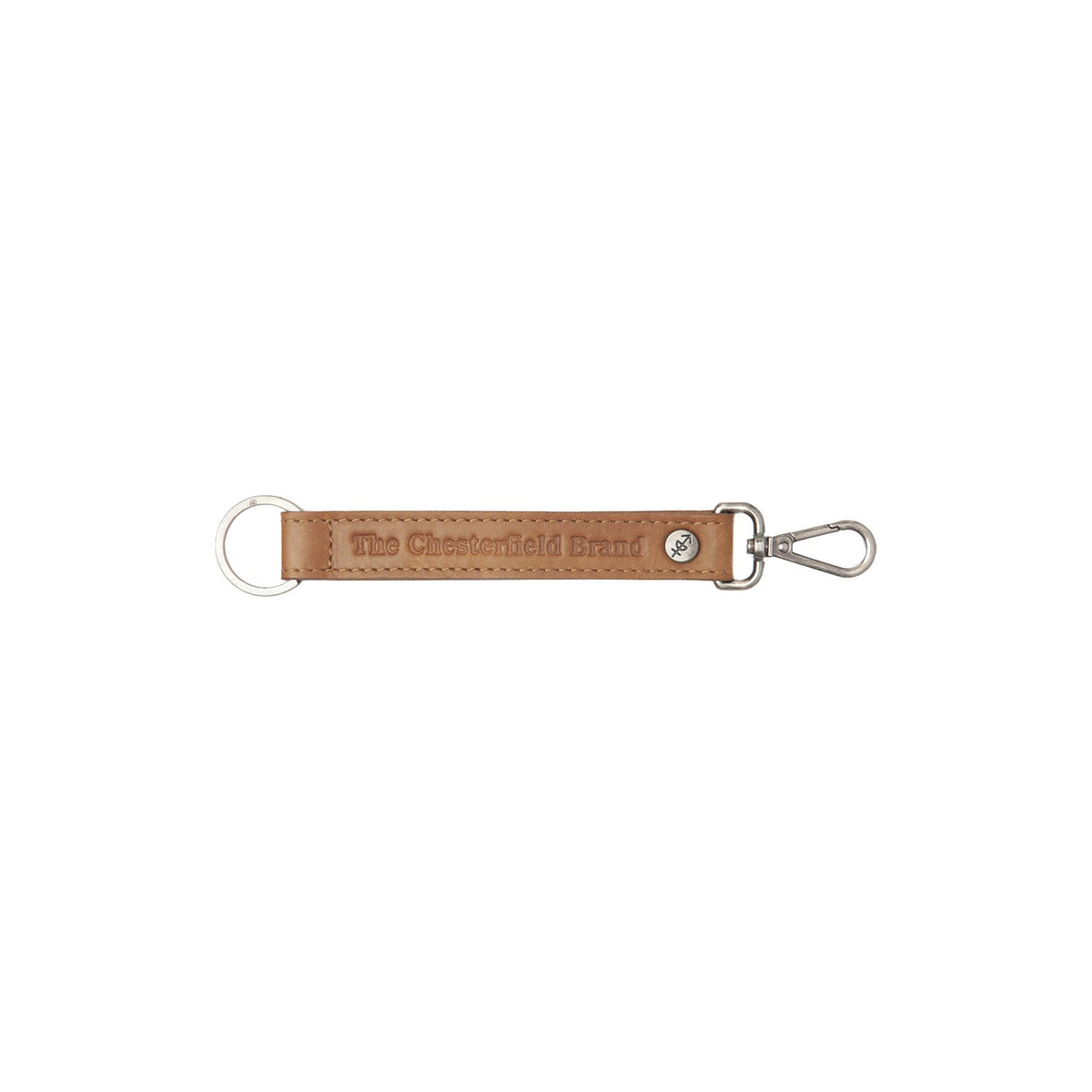 Leather Key Ring Cognac in Cognac 100% Full-Grain Leather - Front Profile View & Tailored Silhouette | Buy Online