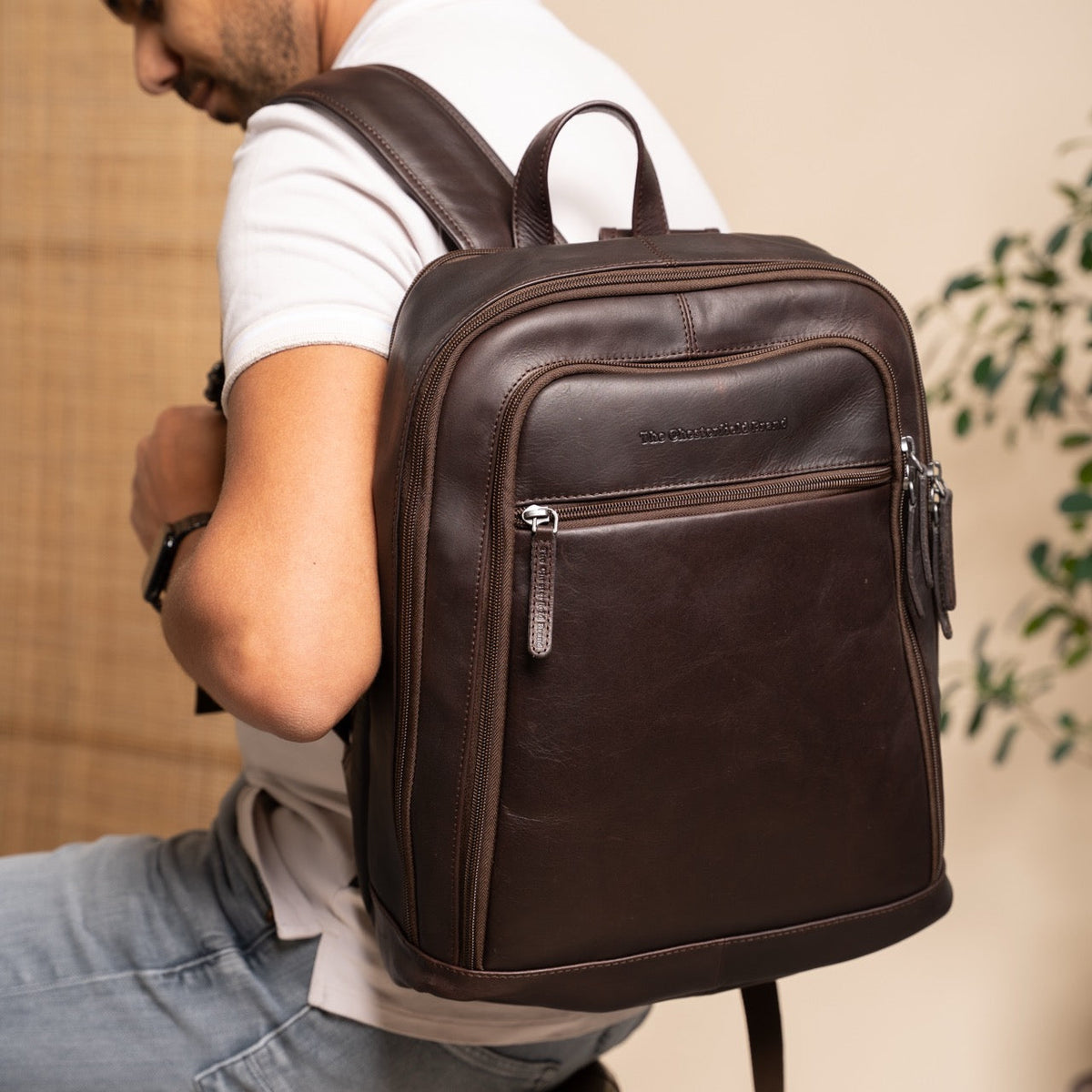 Detroit Full-Grain Leather Laptop Backpack pour Femme – Vue produit alternative 2