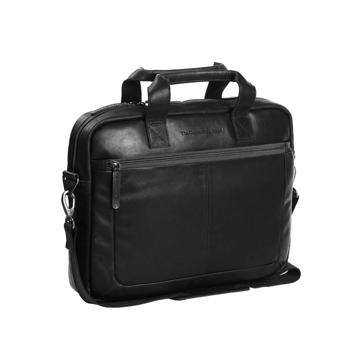 Calvi Full-Grain Leather Laptop Bag pour Femme in Classic 100% Full-Grain Leather - Full Exterior Front Profile View | Acheter en ligne