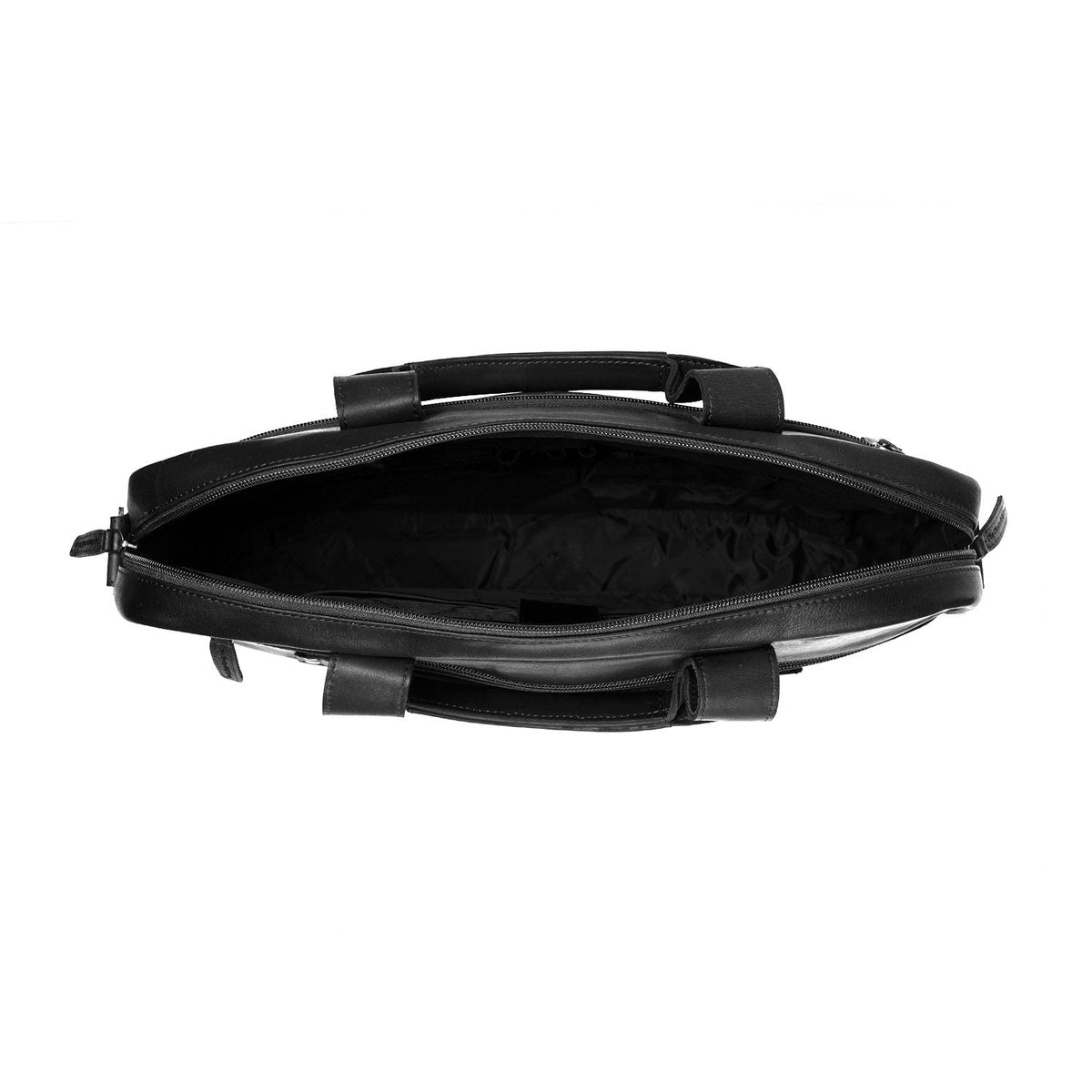 Calvi Full-Grain Leather Laptop Bag pour Femme - Structured Side Profile Showing Gusset Depth &amp; Expansion Capacity