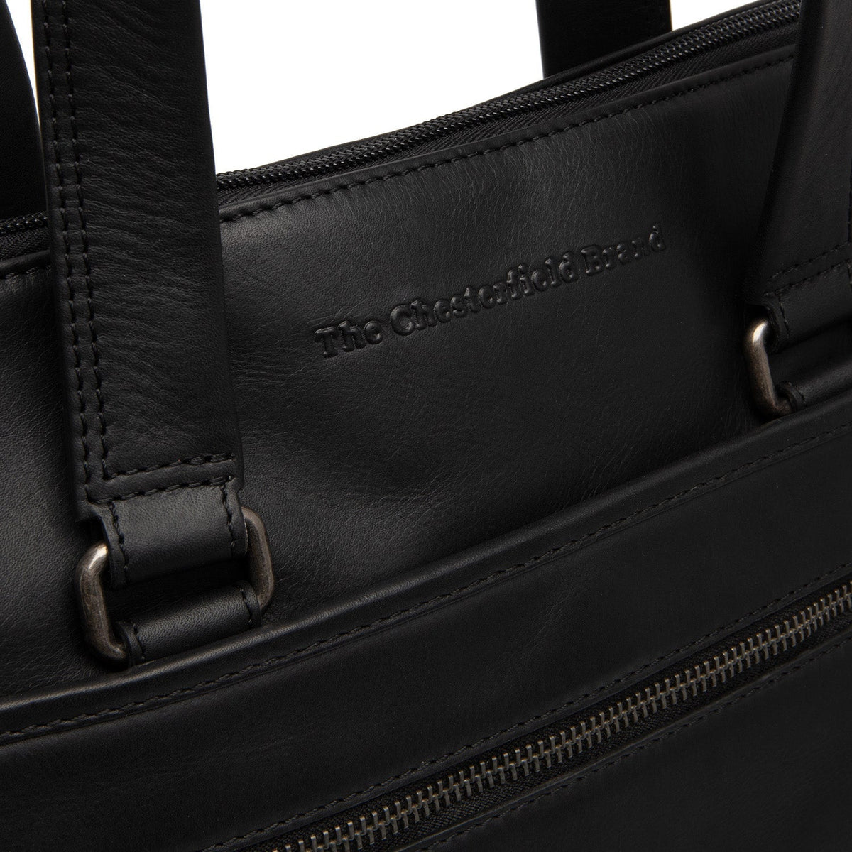 Elvas Full-Grain Leather Laptop Bag pour Femme - Structured Side Profile Showing Gusset Depth &amp; Expansion Capacity