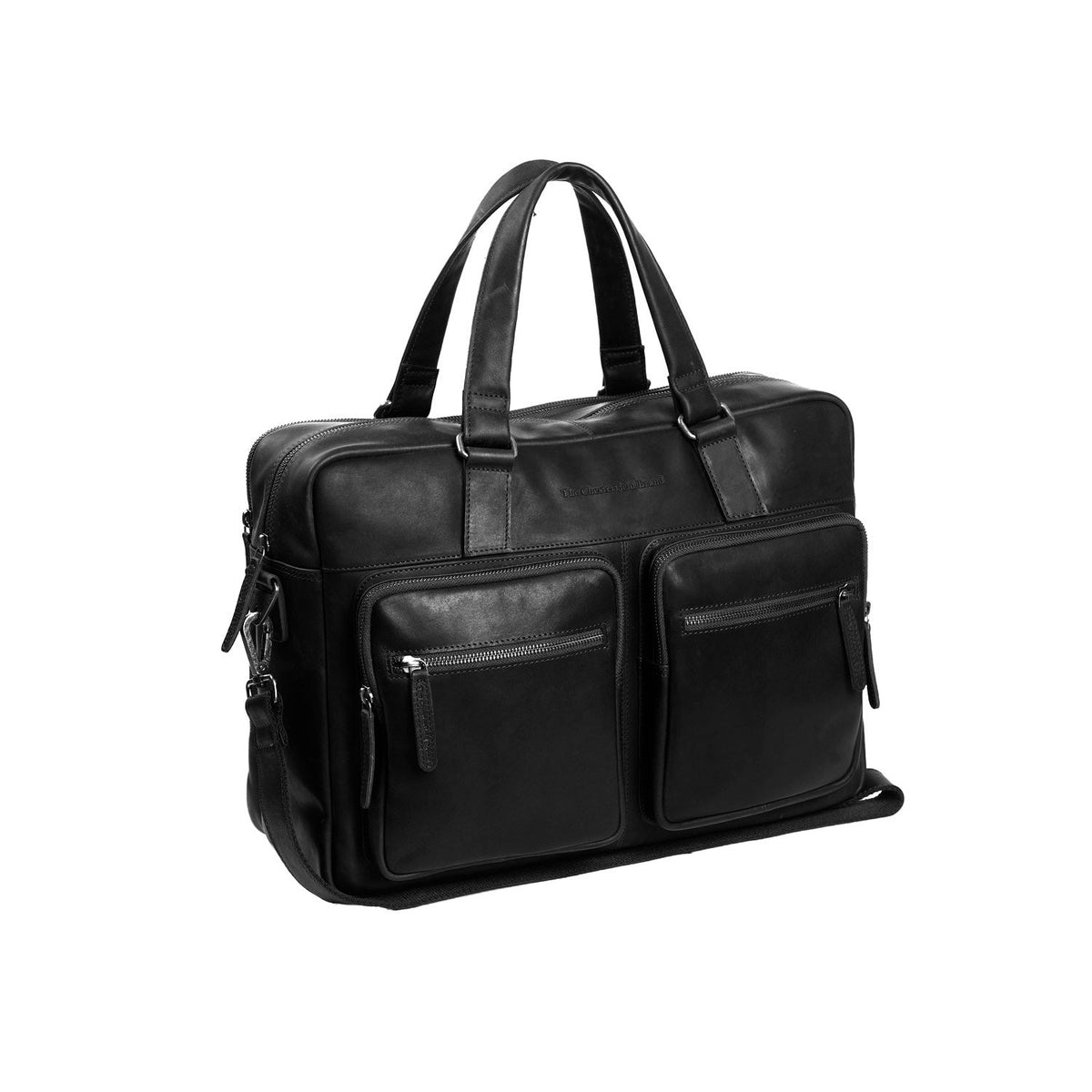 Misha Full-Grain Leather Laptop Bag pour Femme in Classic 100% Full-Grain Leather - Full Exterior Front Profile View | Acheter en ligne