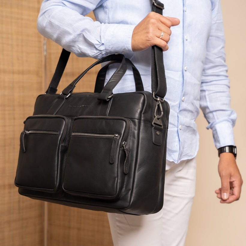 Misha Full-Grain Leather Laptop Bag pour Femme