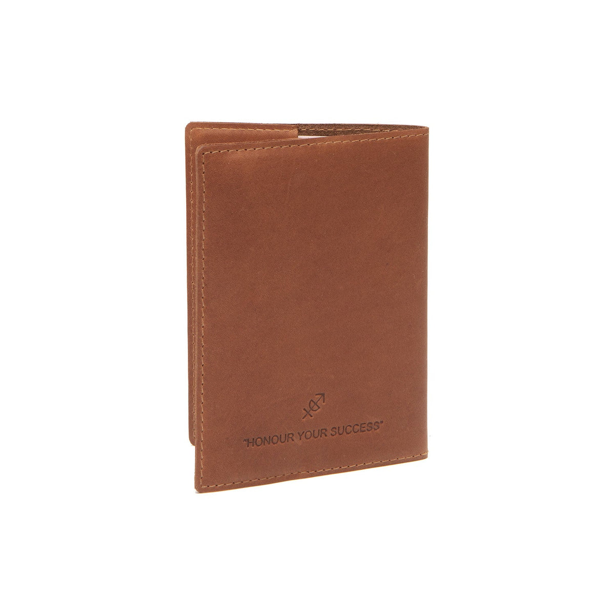 Cognac Leather Passport Case pour Femme, detail view 1