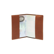 Cognac Leather Passport Case pour Femme, detail view 3