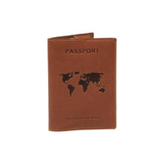 Cognac Leather Passport Case pour Femme, front view