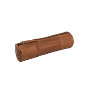 Cognac Leather Pencil Case Lea pour Femme, front view