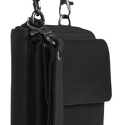 Vue détaillée of Classic Collar &amp; Heavy-Duty Zipper Hardware on Malaga Full-Grain Leather Phone Bag pour Femme