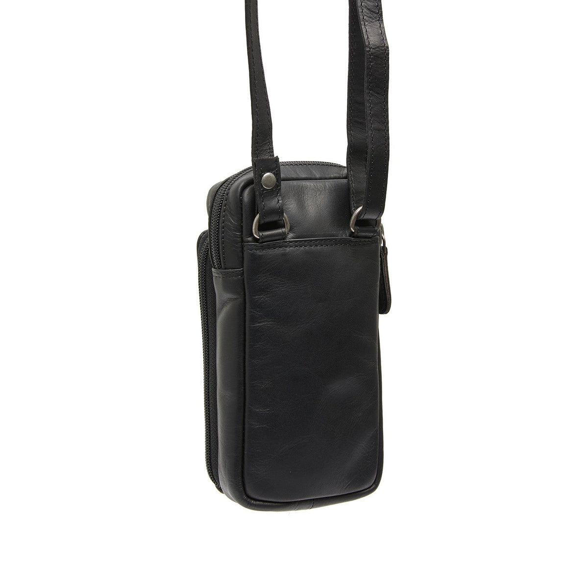 
Perspective portée de Valdes Cuir Pleine Fleur Phone Bag sur modèle - Tombé naturel à la lumière du jour