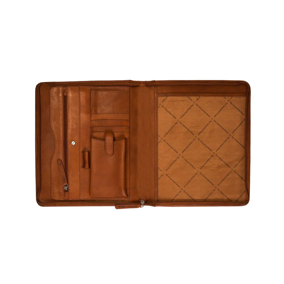 Cognac Leather Portfolio Barnet pour Femme, detail view 1
