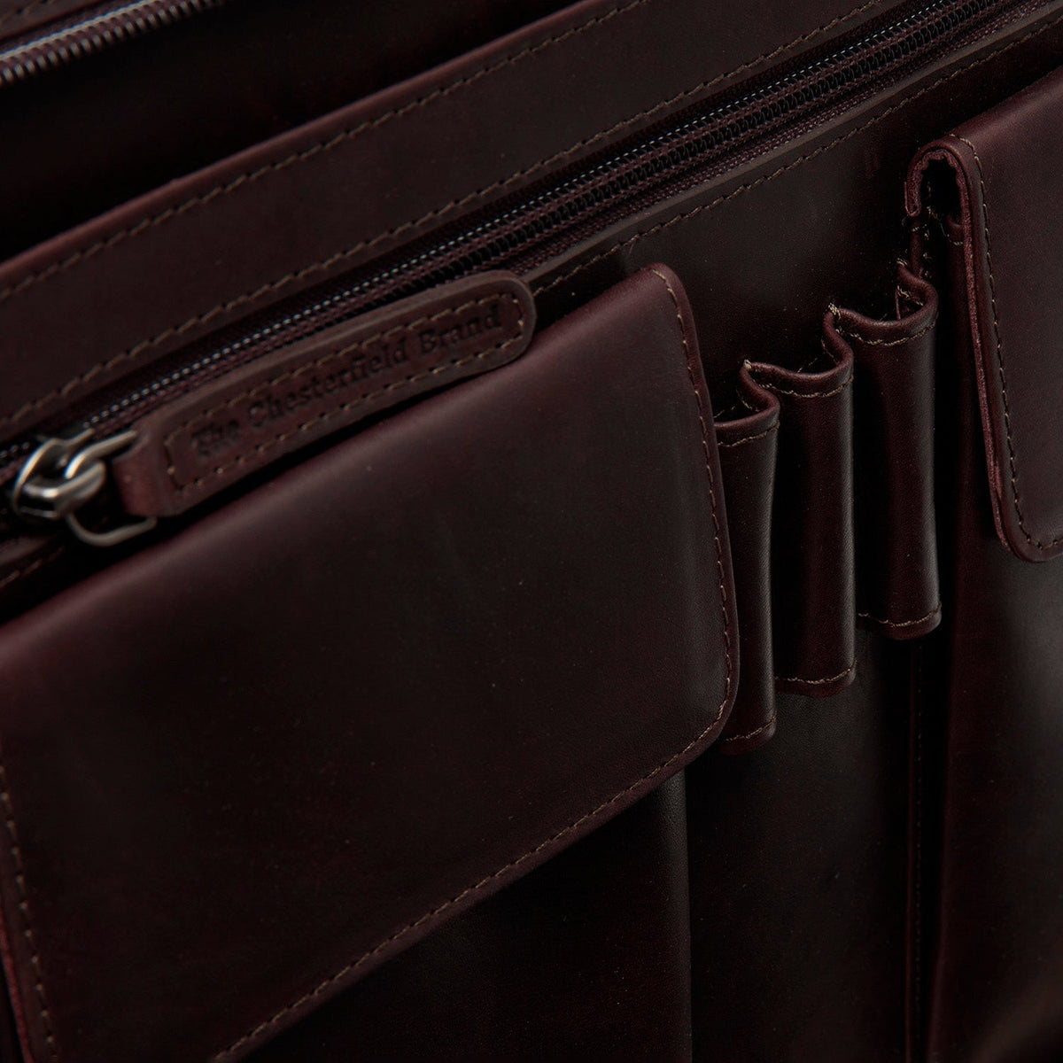 Brown Leather Portfolio Moreton pour Femme, detail view 3