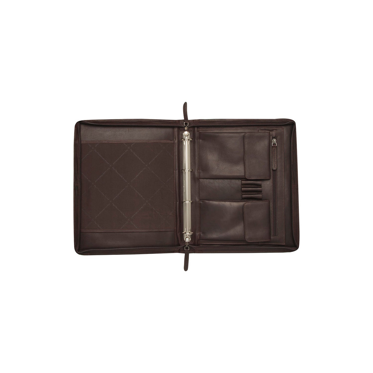 Styled Fit Perspective of Leather Portfolio Moreton pour Femme on Model - Natural Daylight Drape